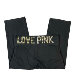 Victorias Secret Foldover Leggings Size M Capri Leopard Y2k Black